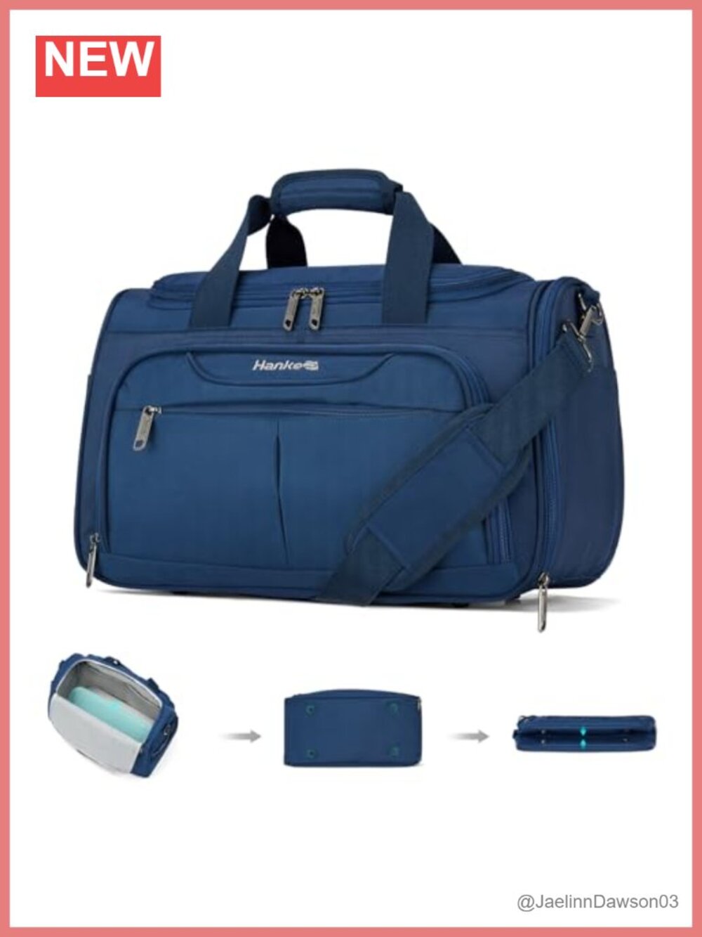 Underseat Carry-On Luggage Bag with 10 Pockets Foldable Travel Tote